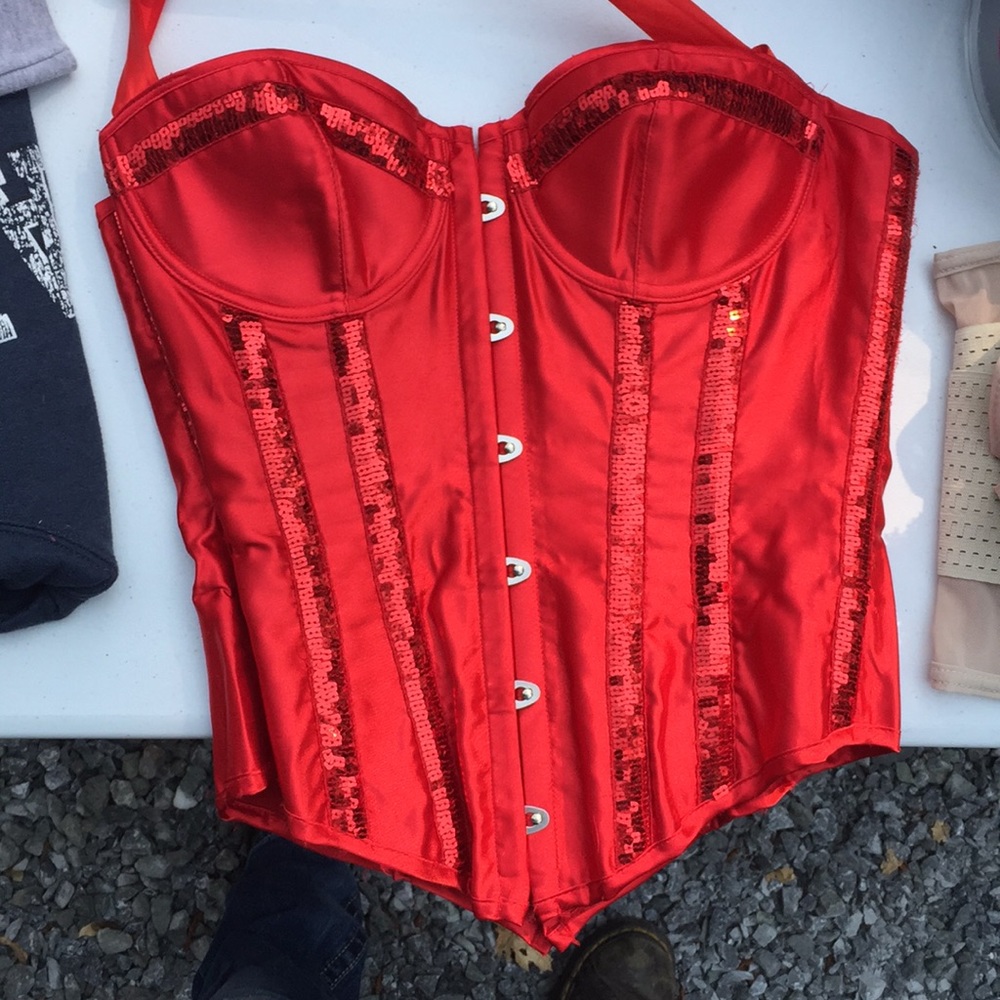 Corset Red Sequined Super Cute. Boned